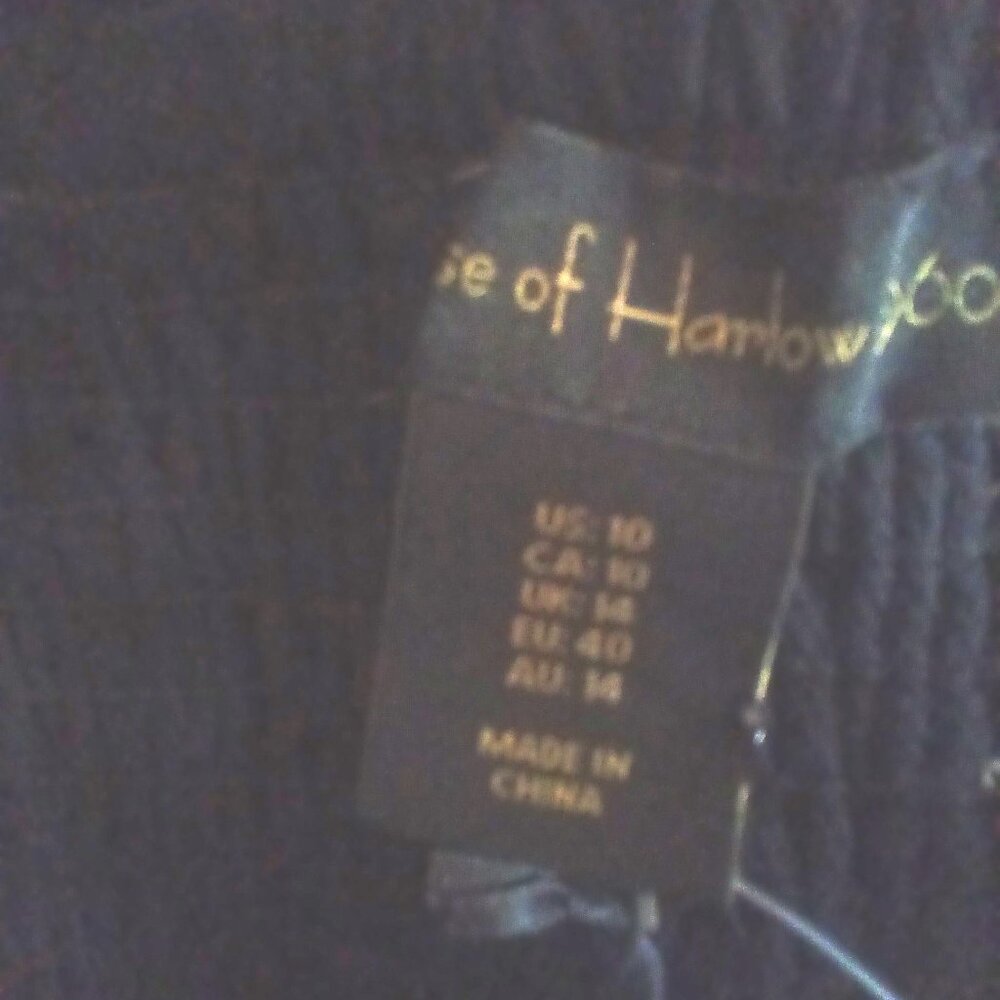 House of Harlow 1960 2PC Black on Black Crystals Denim Crop Top Pantsuit (10)NWT - Picture 8 of 14